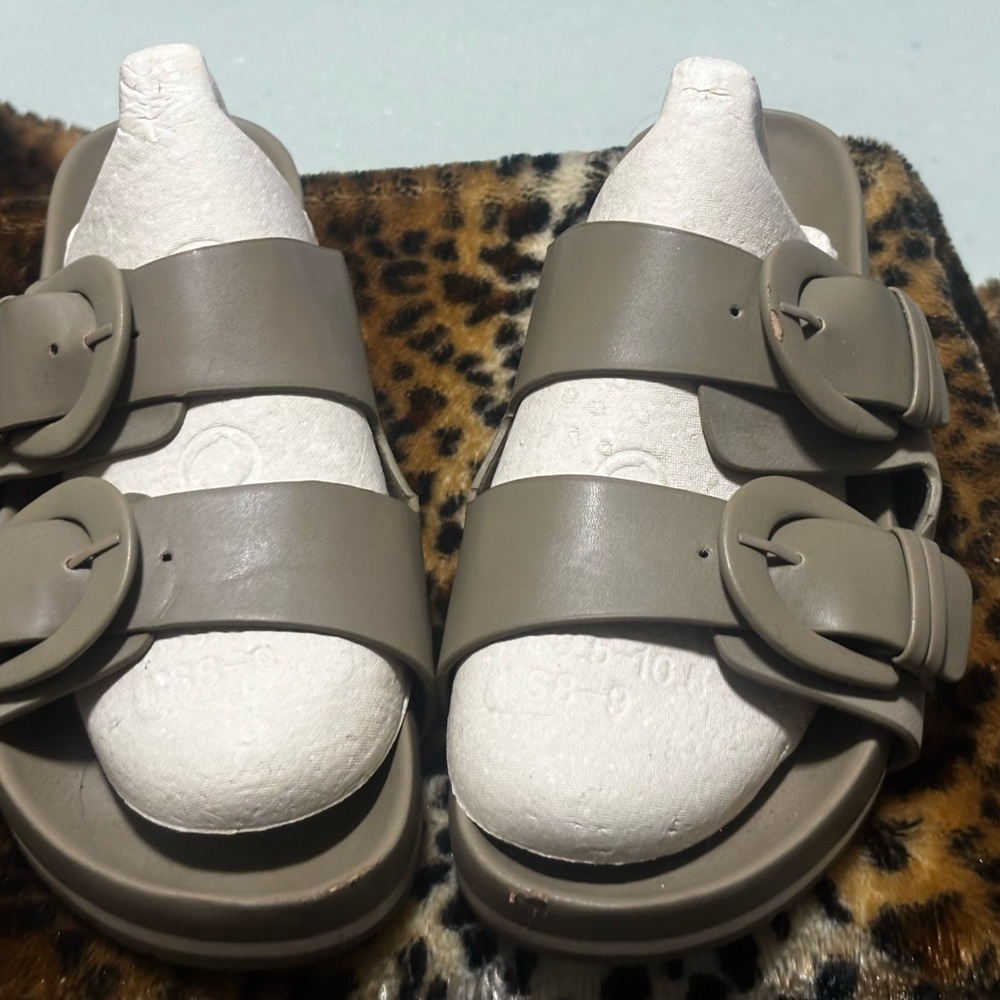 Taupe Double Strap Sandals